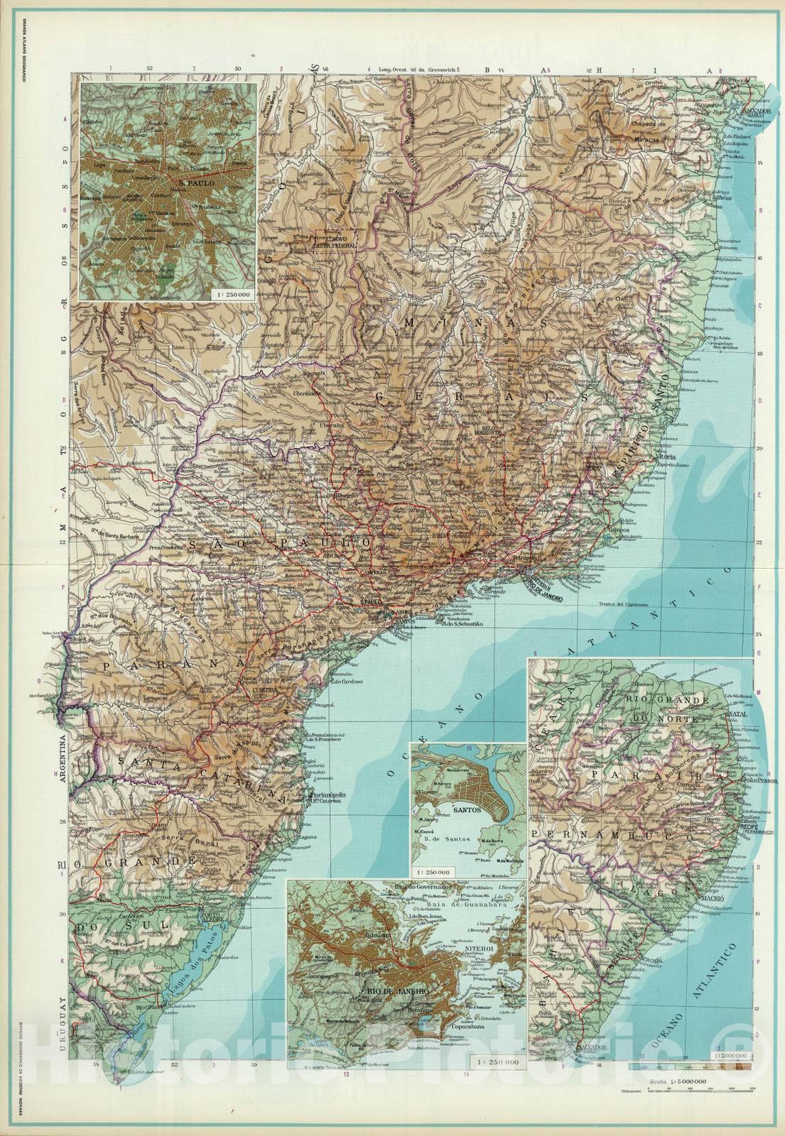 Historic Map : 1952 Brazil. - Vintage Wall Art