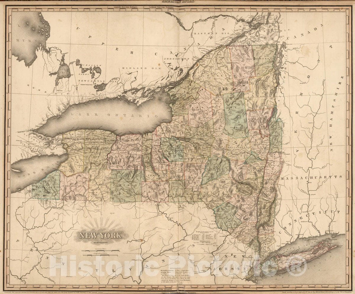 Historic Wall Map : 1823 New York. v2 - Vintage Wall Art