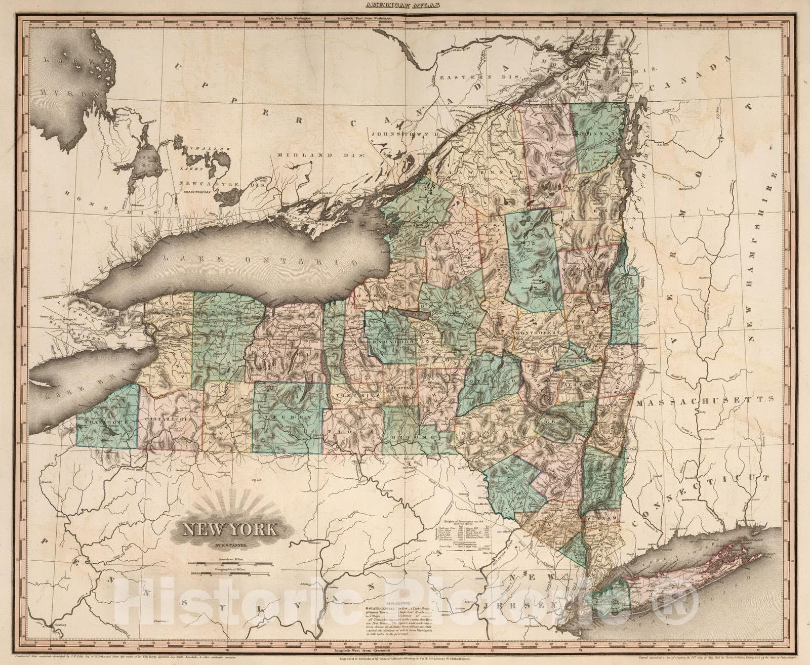 Historic Map : 1833 New York. v2 - Vintage Wall Art