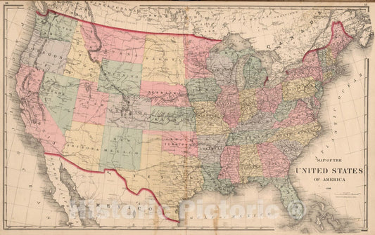 Historic Map : 1880 United States of America, 1880. - Vintage Wall Art