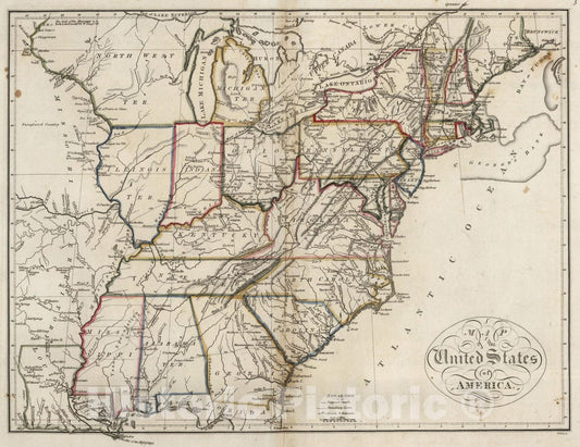 Historic Map : 1818 United States of America : Vintage Wall Art