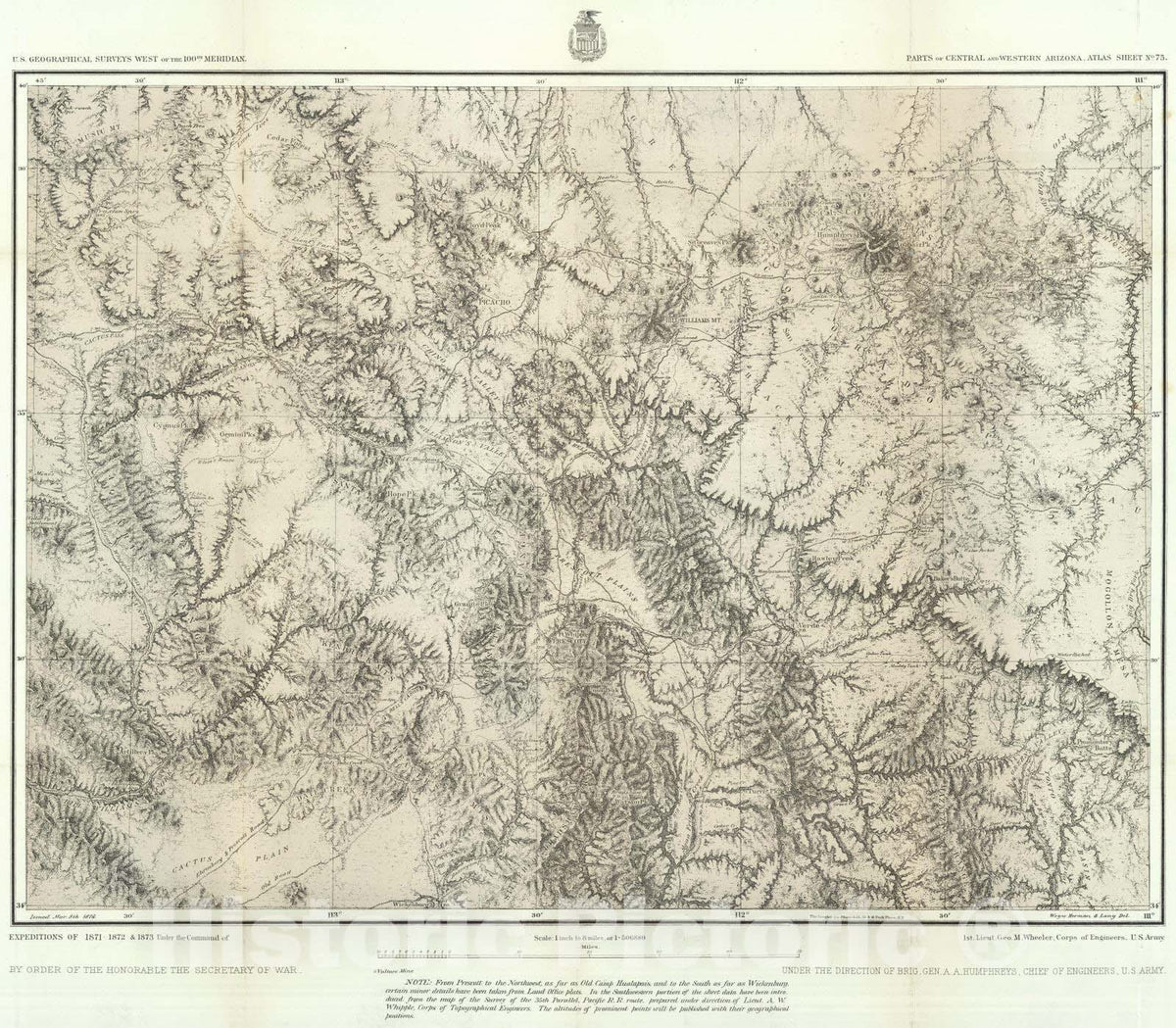 Historic Map : Arizona, 1876 75. Cent, W. Arizona. , Vintage Wall Art