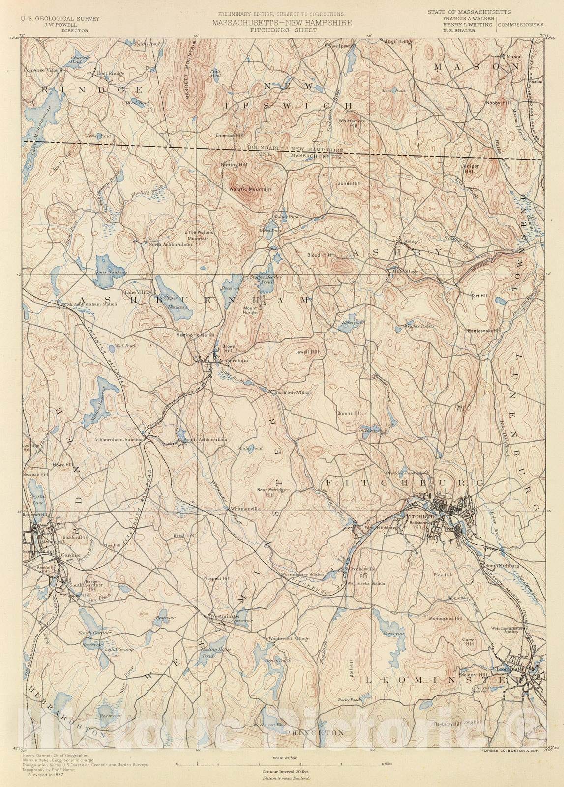 Historic Map : 1890 19. Fitchburg sheet. - Vintage Wall Art