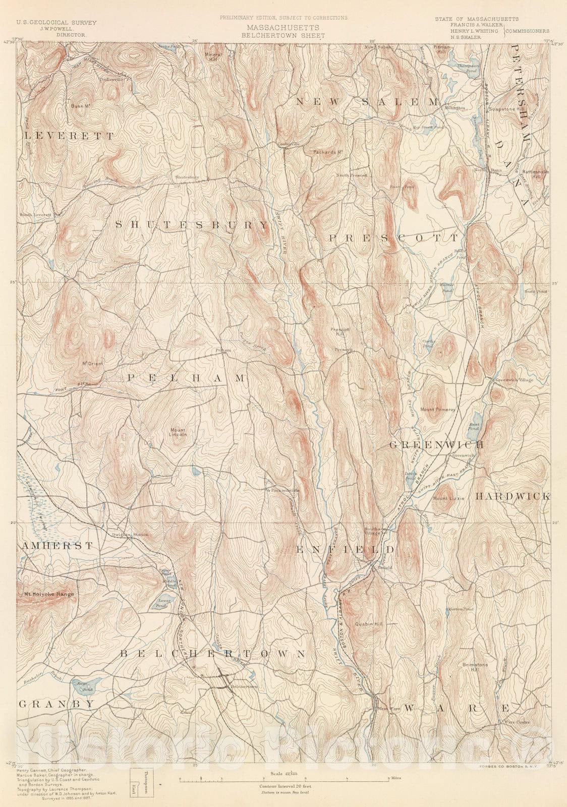 Historic Map : 1890 14. Belchertown sheet. - Vintage Wall Art