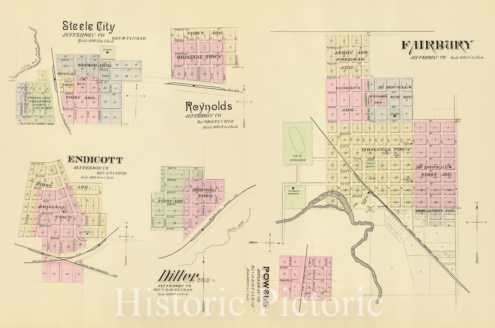 Fairbury, Jefferson County, Nebraska - Railroad Map, 1885
