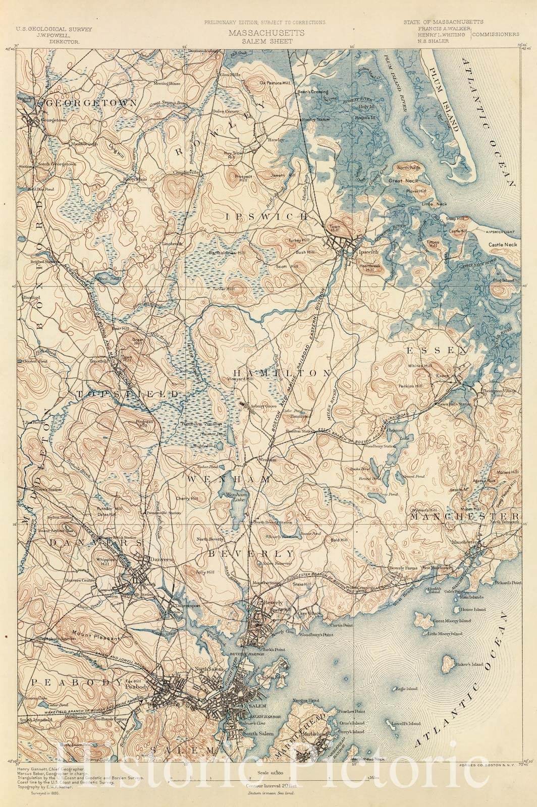 Salem, Massachusetts - Railroad Map, 1890