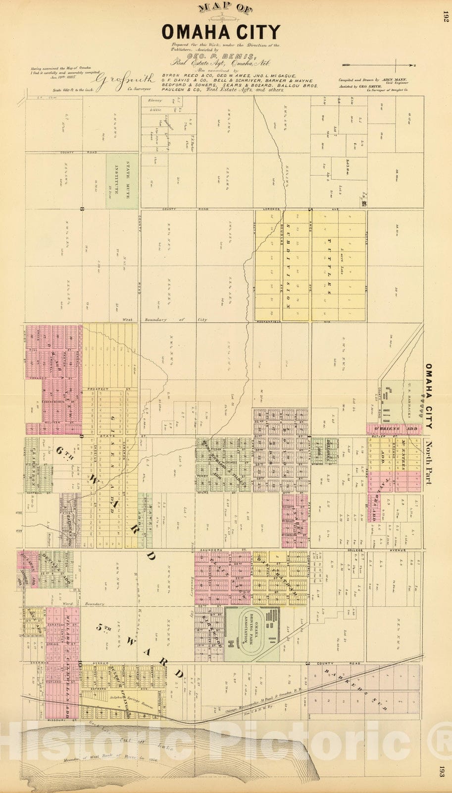 Historic Map : 1885 Omaha North. - Vintage Wall Art