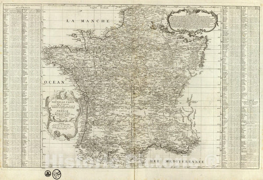 Historic Map : National Atlas - 1744 France. - Vintage Wall Art