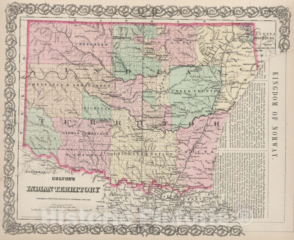 Historic Map : 1886 Indian Territory. v2 - Vintage Wall Art