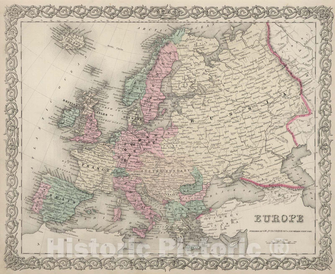 Historic Wall Map : 1886 Europe. v3 - Vintage Wall Art