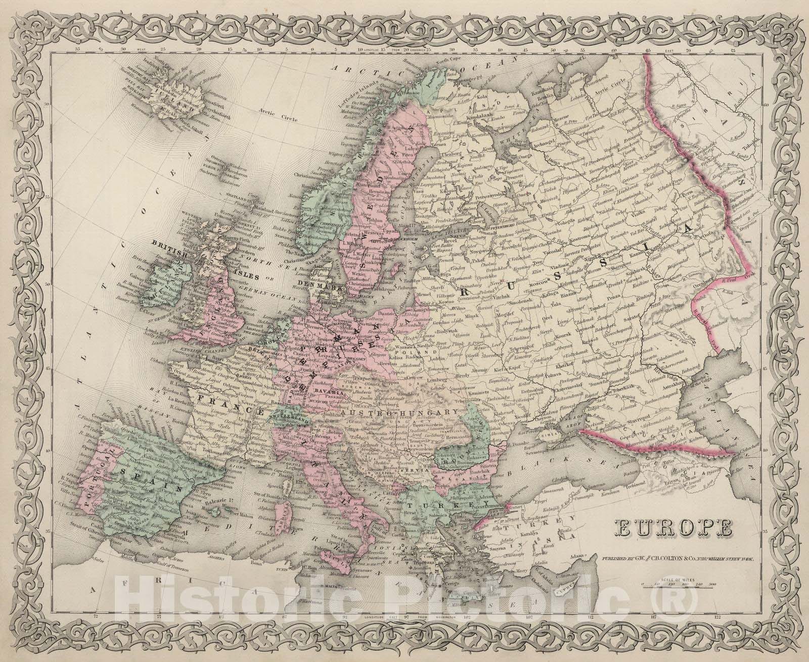 Historic Wall Map : 1886 Europe. v3 - Vintage Wall Art