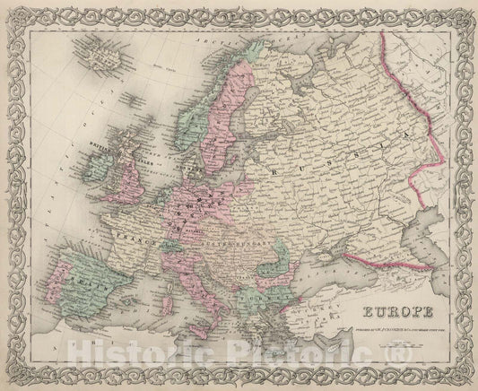 Historic Wall Map : 1886 Europe. v3 - Vintage Wall Art