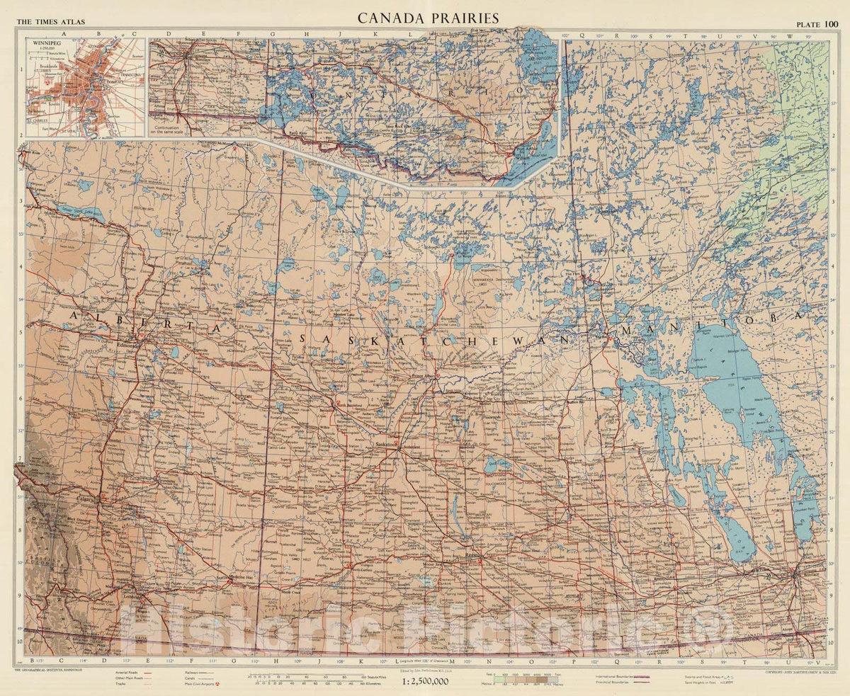 Historic Map : Canada, 1957 Canada Prairies, Plate 100, Vol. V , Vintage Wall Art