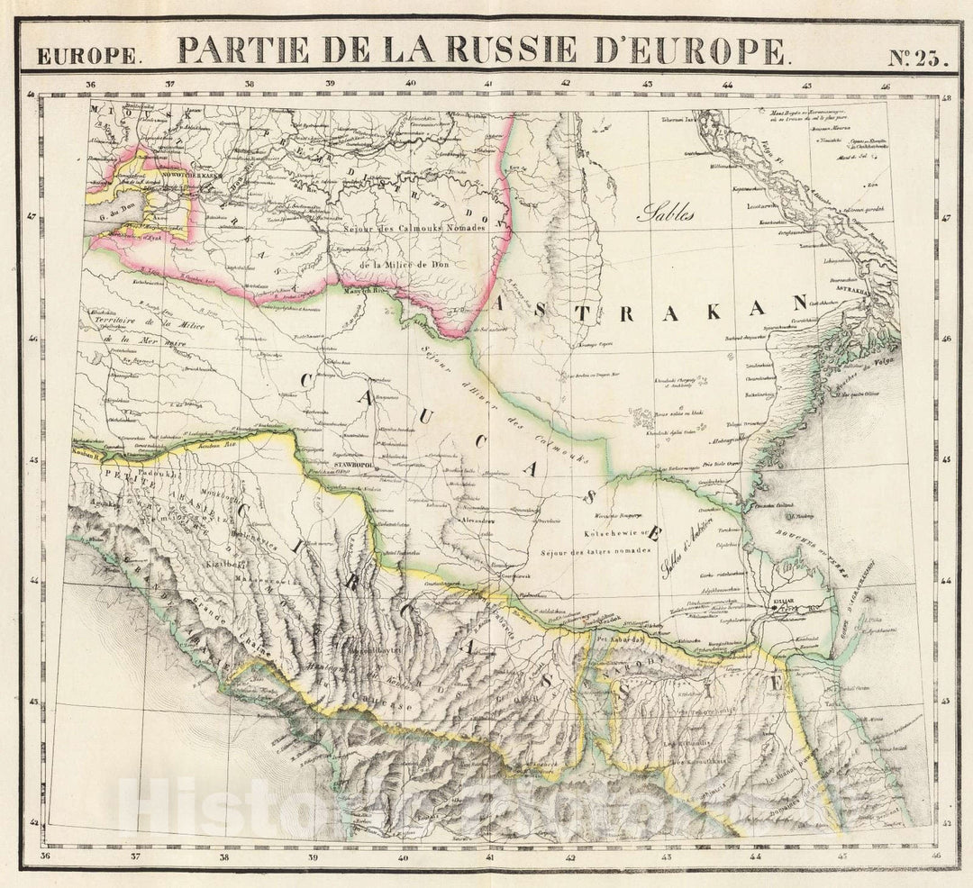 Historic Map : Georgia; Russia, 1827 Partie, Russie d'Europe. Europe 23. , Vintage Wall Art