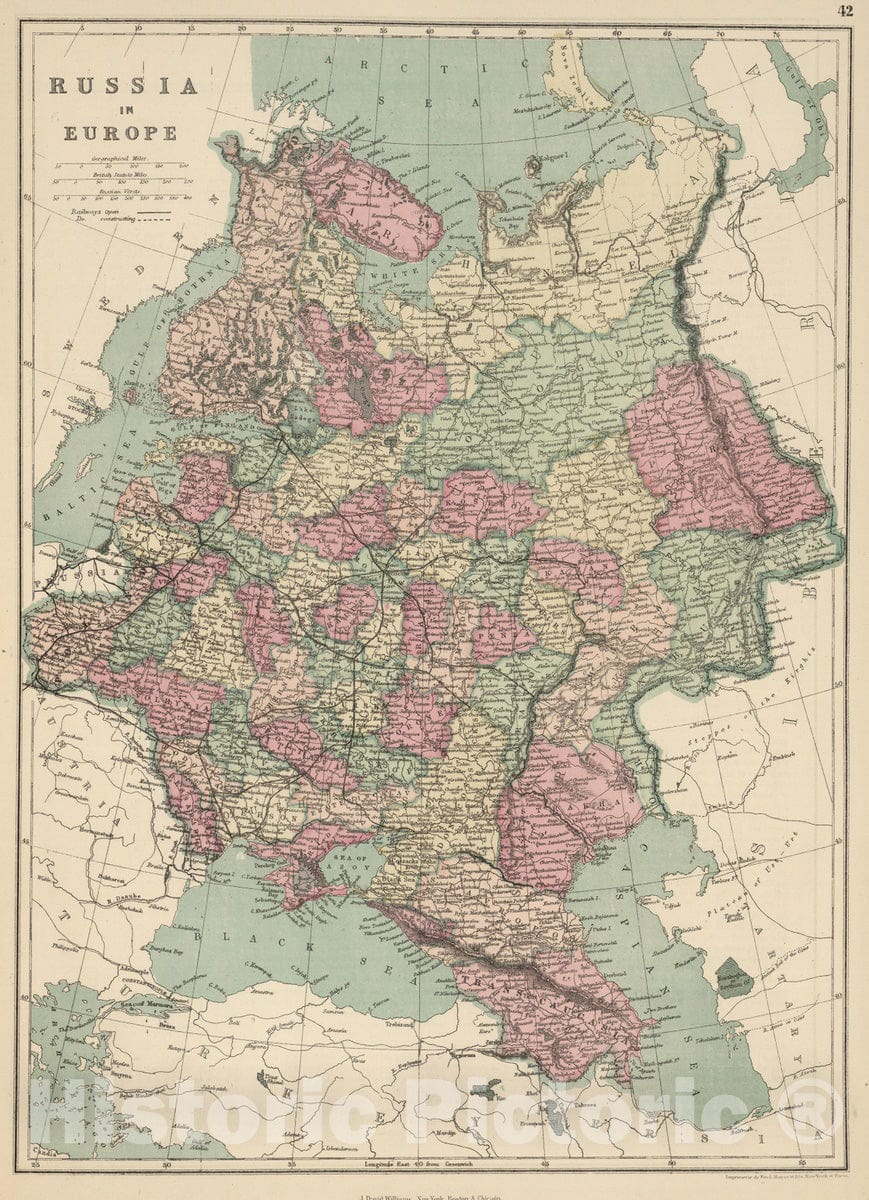 Historic Map : 1873 Russia in Europe : Vintage Wall Art