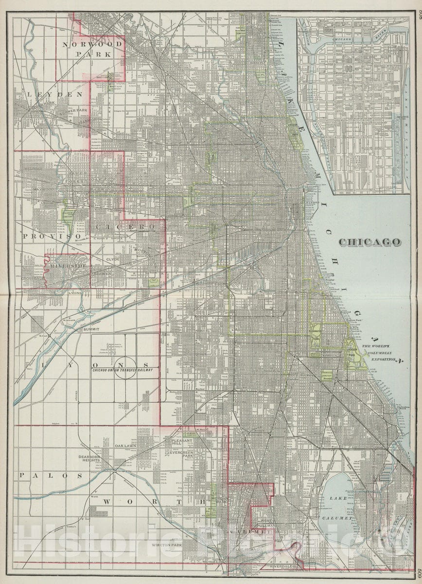 Historic Map : 1901 Chicago. - Vintage Wall Art