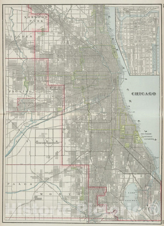Historic Map : 1901 Chicago. - Vintage Wall Art