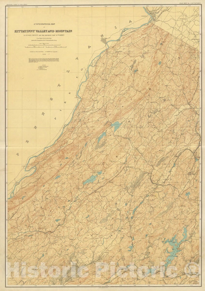 Historic Map : 1888 1 Kittatinny Valley, Mtn. - Vintage Wall Art