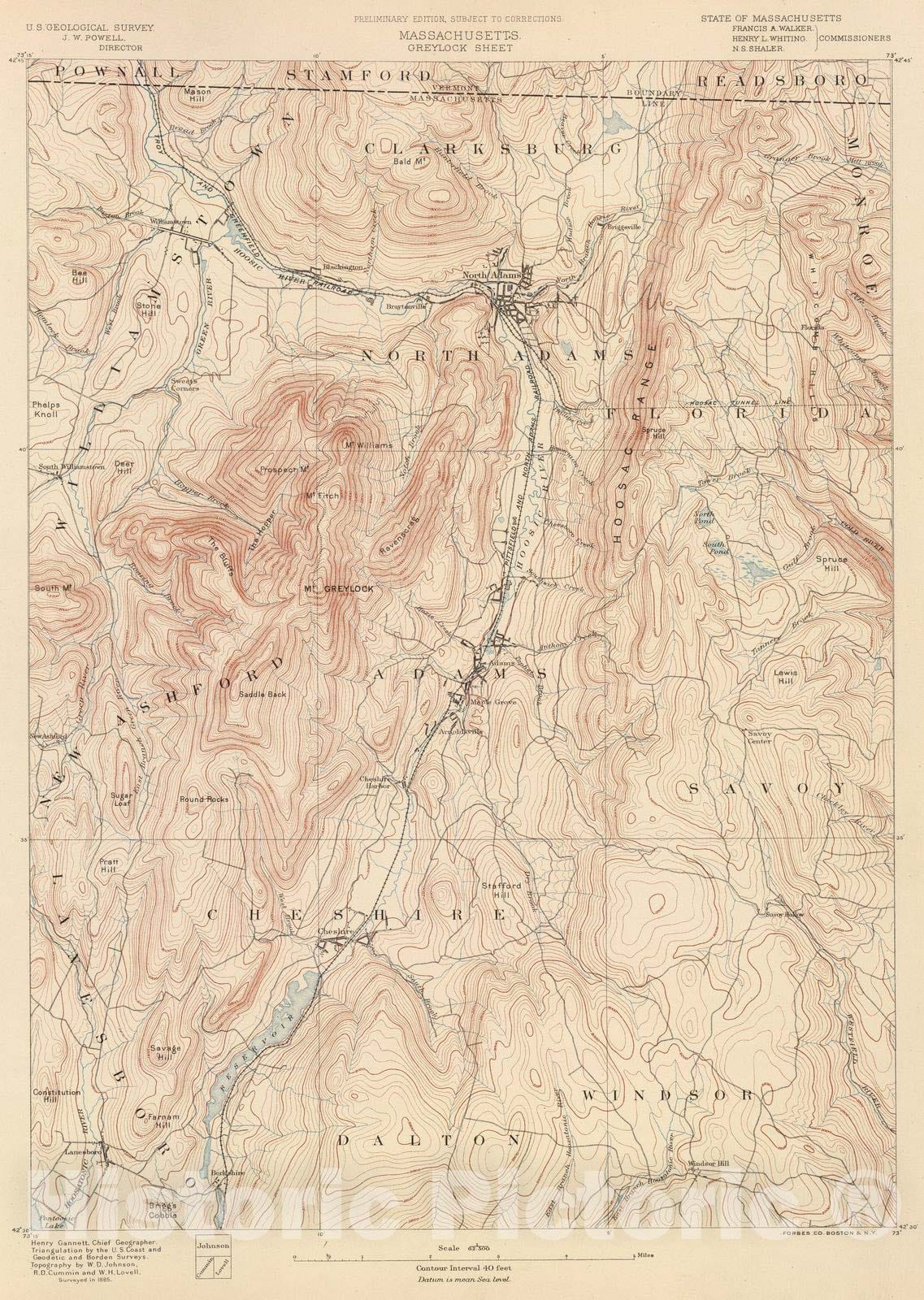 Historic Map : 1890 4. Greylock sheet. - Vintage Wall Art