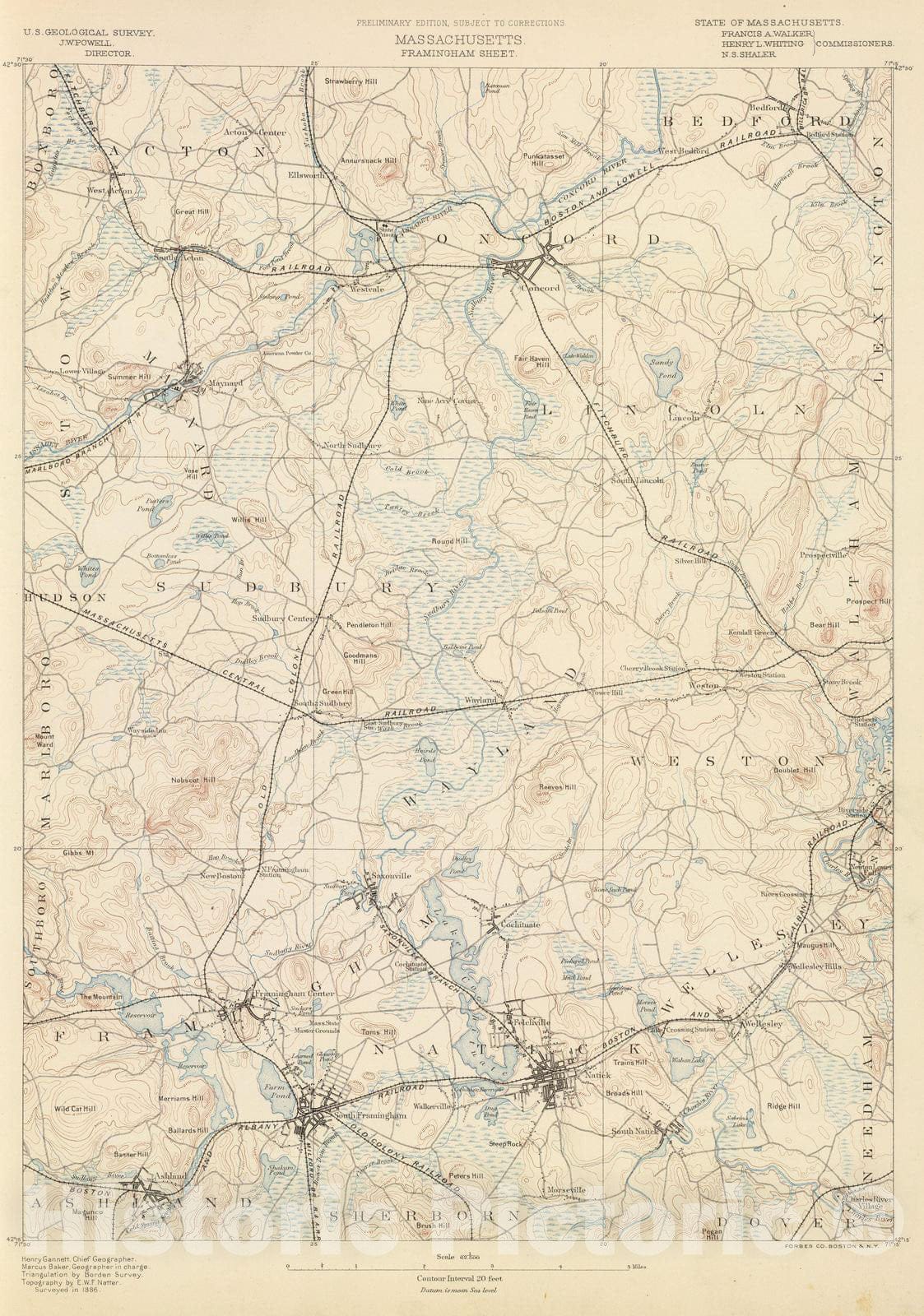 Historic Map : 1890 26. Framingham sheet. - Vintage Wall Art