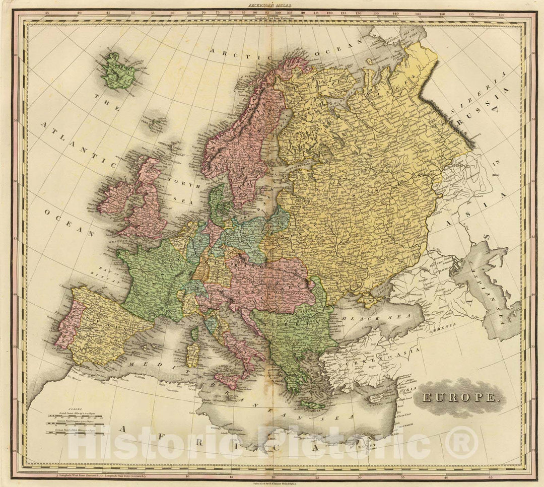 Historic Map : 1825 Europe. - Vintage Wall Art