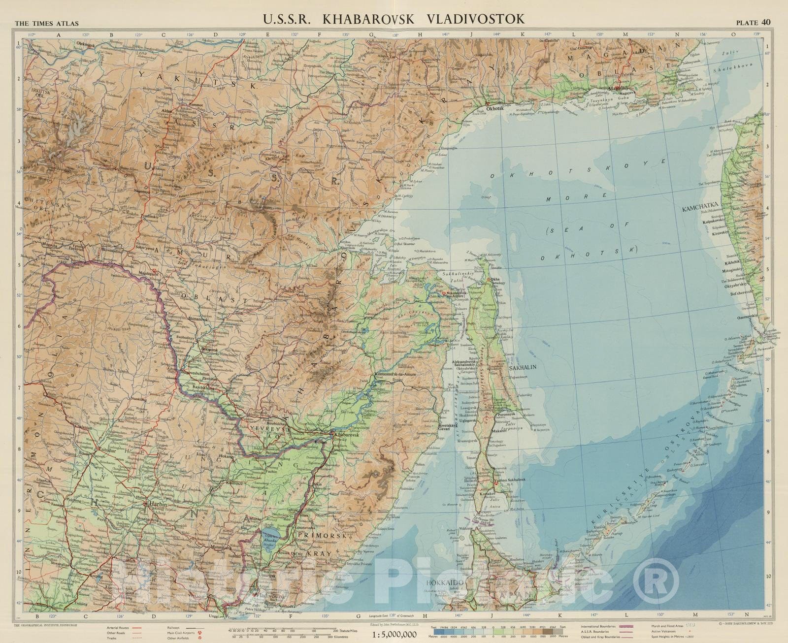 Khabarovsk and Vladivostok, Russia - 1959 Historical Map Print