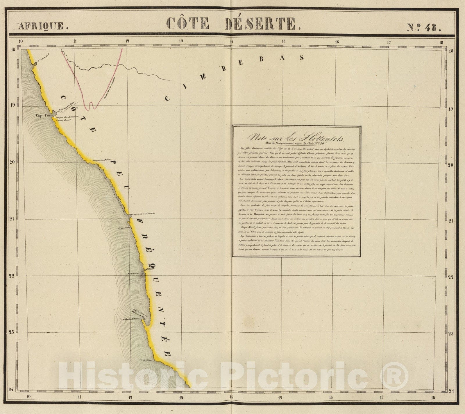 Historic Map : Namibia, 1827 Cote Deserte. Afrique 48. , Vintage Wall Art
