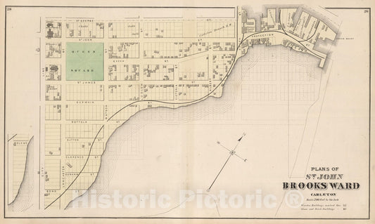 Historic Map : 1875 St. John: Brooks Ward, Carleton. (New Brunswick). - Vintage Wall Art