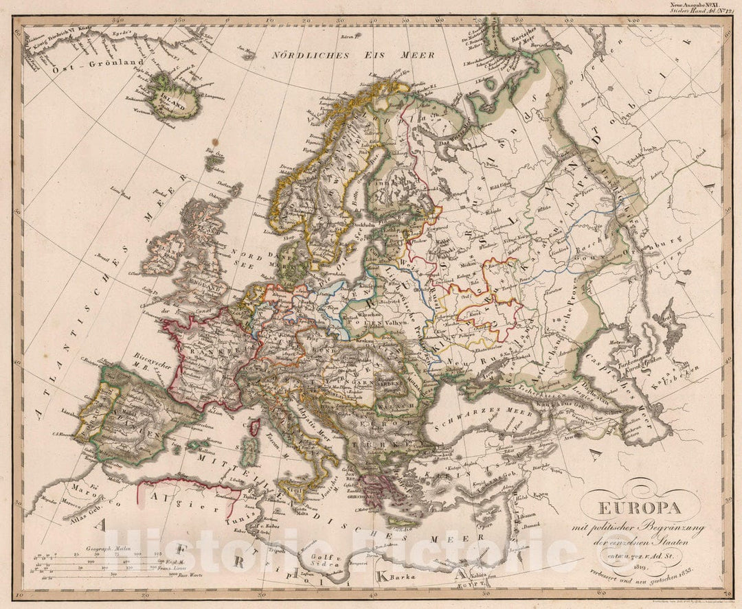 Historic Map : 1833 Europa. (Europe}. - Vintage Wall Art