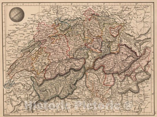 Historic Map : 1825 Switzerland - Vintage Wall Art