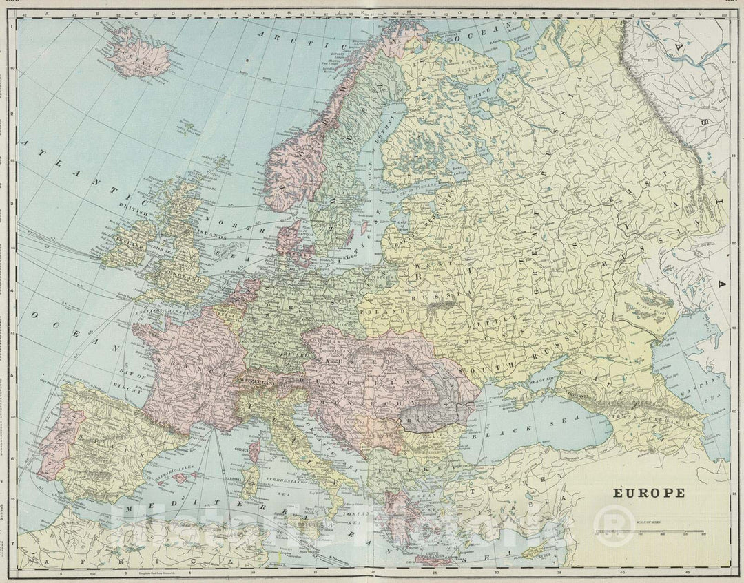 Historic Map : 1901 Europe. - Vintage Wall Art