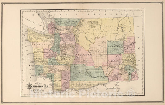 Historic Map : 1886 Washington Territory, Published by H.R. Page & Co, Chicago, Ill. - Vintage Wall Art