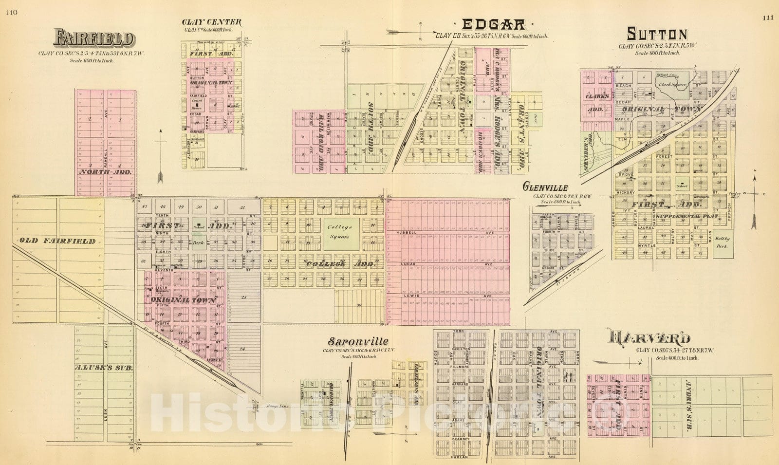 Historic Map : 1885 Fairfield. - Vintage Wall Art