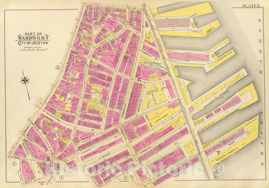 Historic Map : City Atlas - 1895 3. Wards 6-7. - Vintage Wall Art
