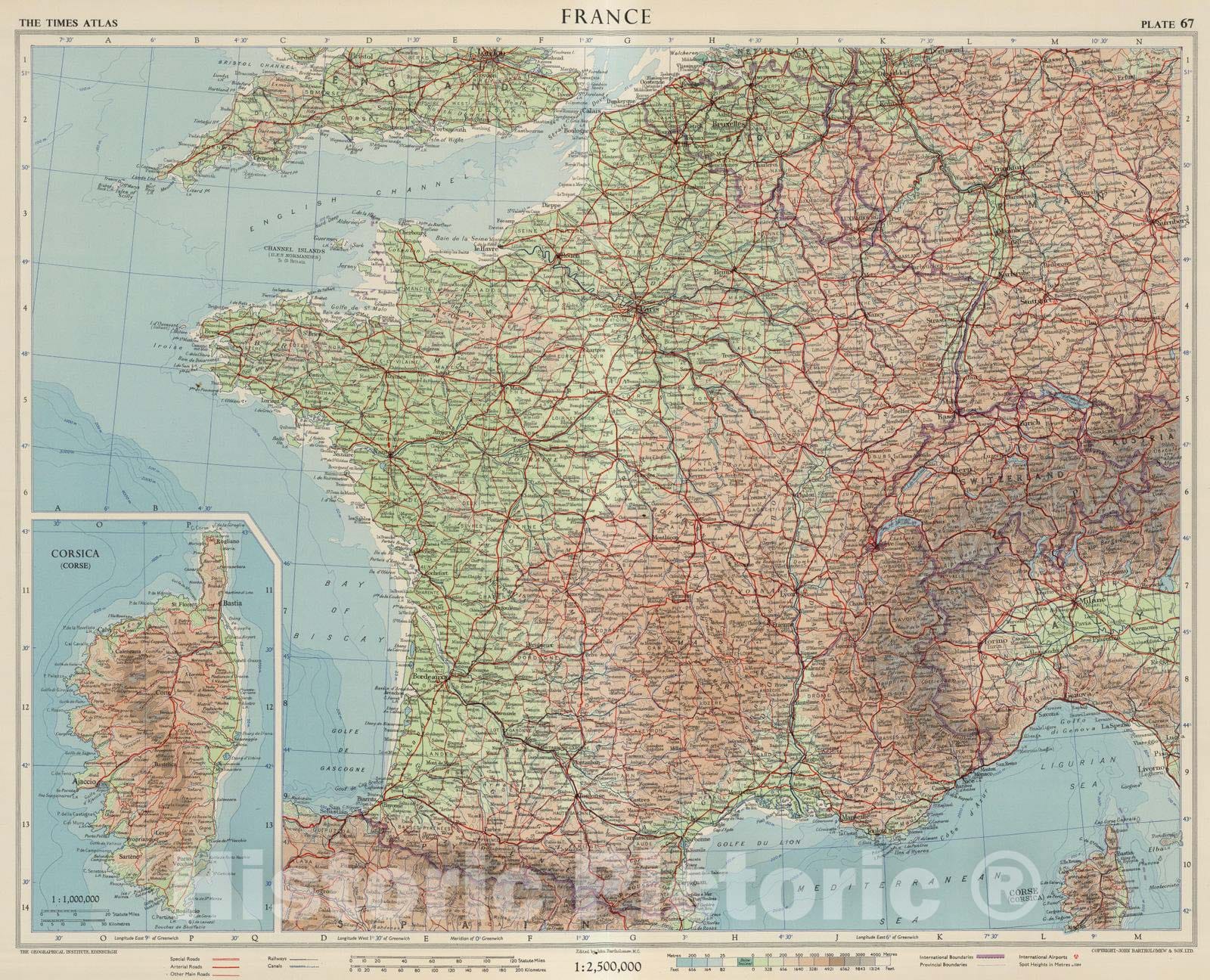 Historic Map : 1955 France, Plate 67, V. III - Vintage Wall Art