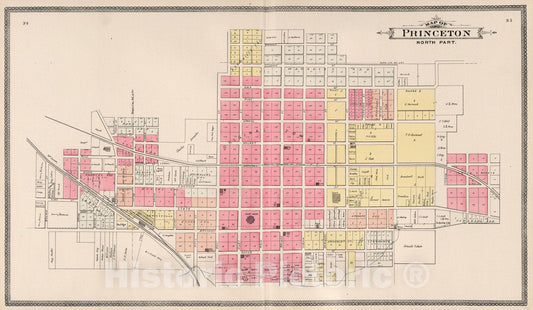 Historic Map : 1899 North Part of Princeton, Gibson County, Indiana. - Vintage Wall Art