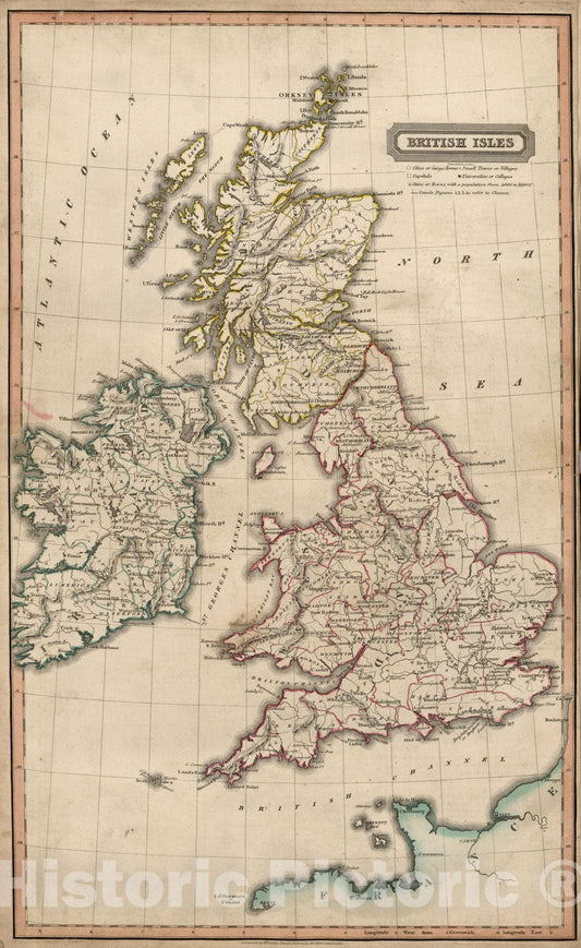 Historic Map : School Atlas - 1828 British Isles - Vintage Wall Art