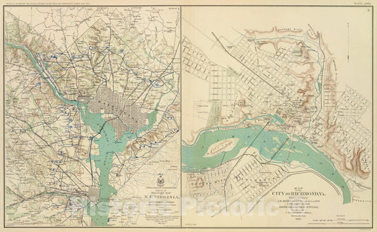 Historic Map : Military Atlas - 1895 Washington, Richmond. - Vintage Wall Art
