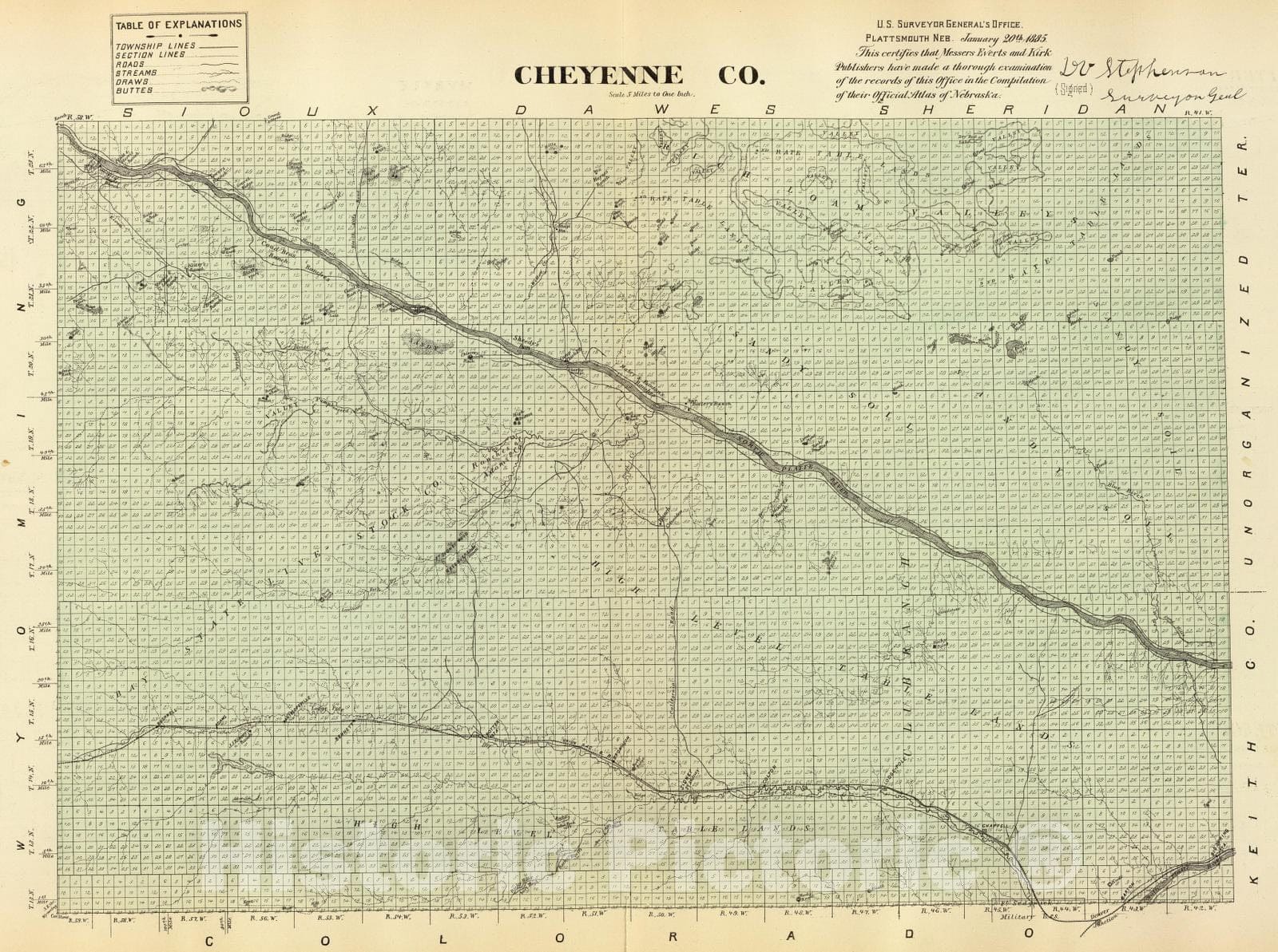 Historic Map : 1885 Cheyenne Co. - Vintage Wall Art
