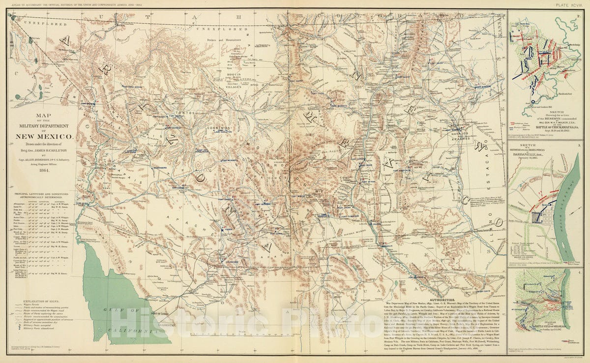 Civil War: Chickamauga, Dardanelle, Shiloh - Road Map, 1895