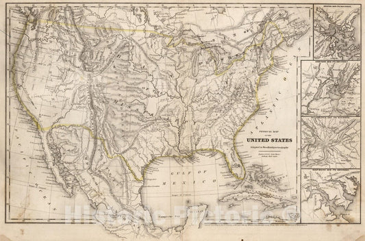 Historic Map : School Atlas - 1849 Physical Map Of The United States - Vintage Wall Art
