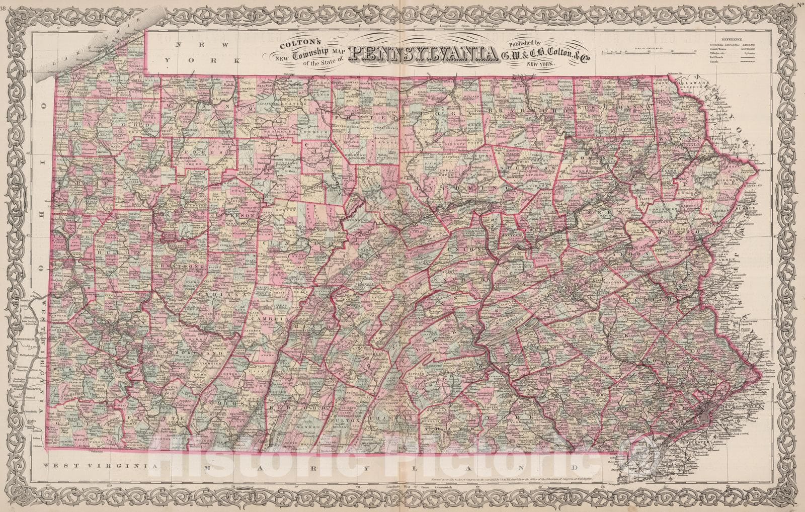 Historic Map : 1886 Pennsylvania. v1 - Vintage Wall Art