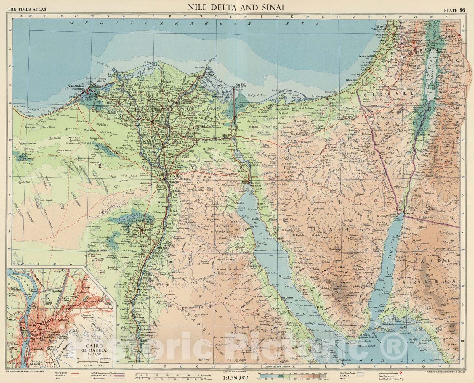 Historic Map : Sinai 1956 Nile Delta and Sinai, Plate 86, V. IV , Vintage Wall Art
