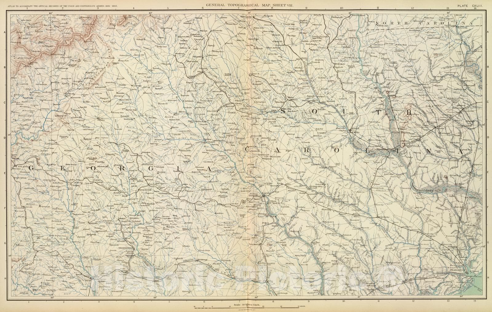 Historic Map : Military Atlas - 1895 Gen. map VIII. - Vintage Wall Art