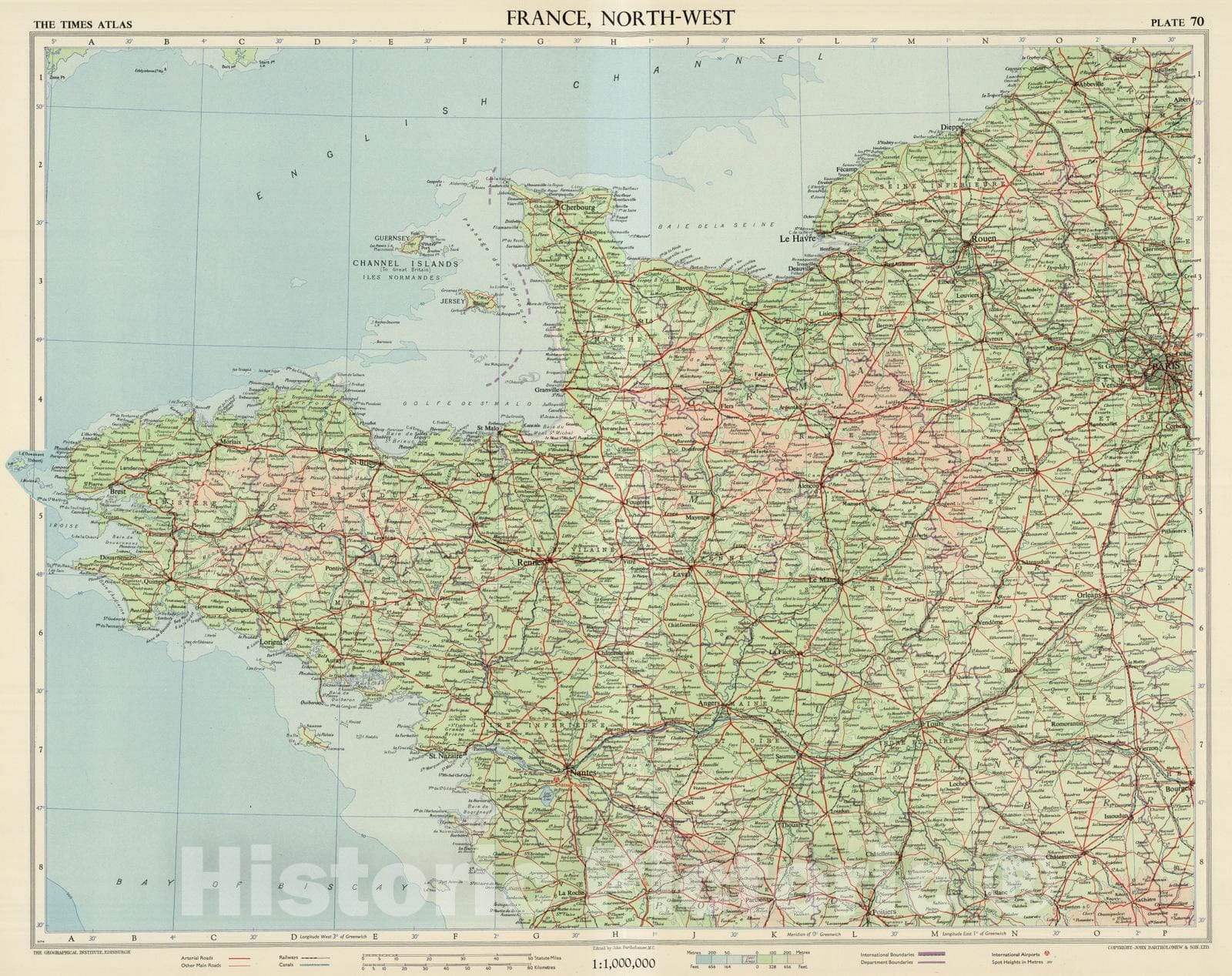 Historic Map : 1955 France North-West, Plate 70, V. III - Vintage Wall Art