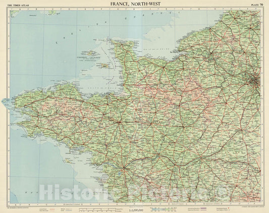 Historic Map : 1955 France North-West, Plate 70, V. III - Vintage Wall Art