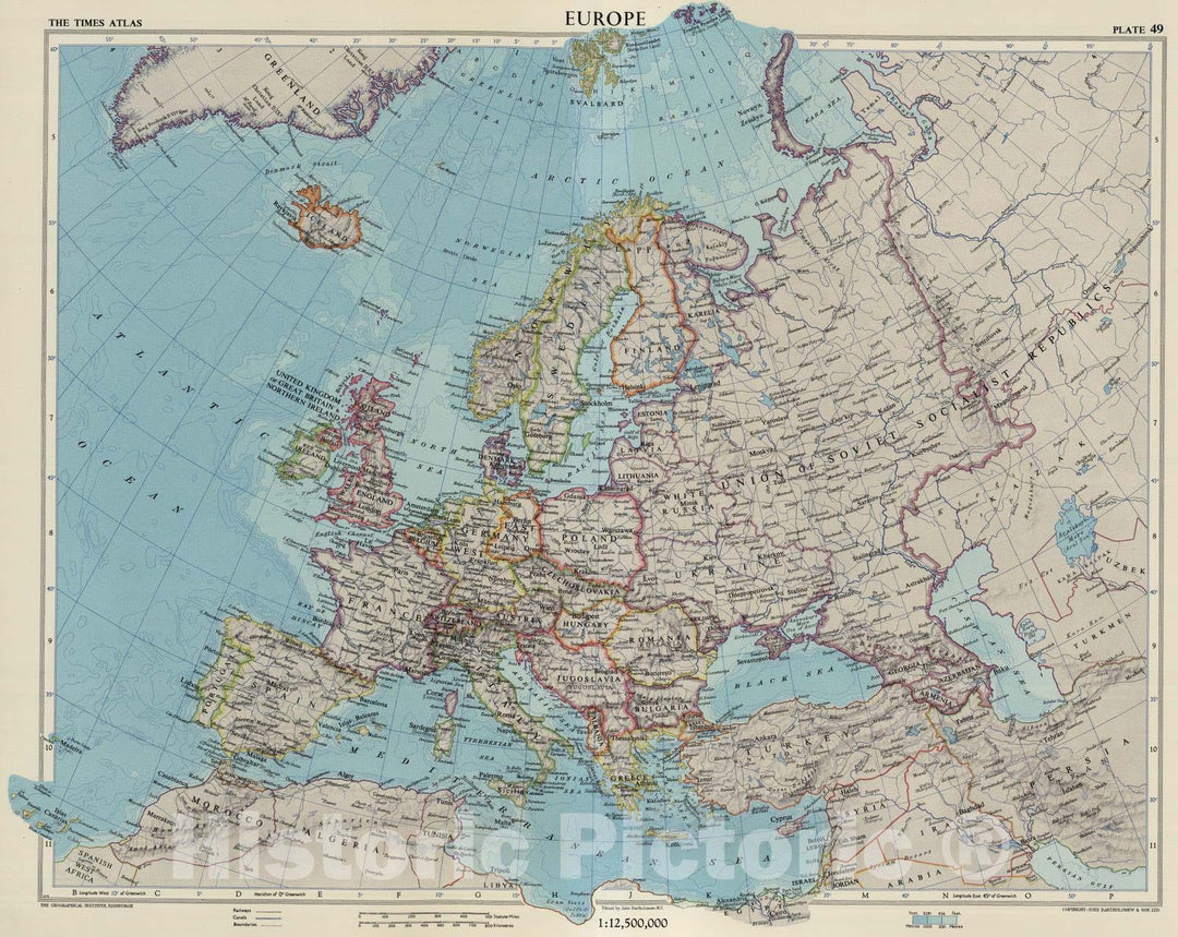 Historic Map : 1955 Europe, Plate 49, V. III - Vintage Wall Art