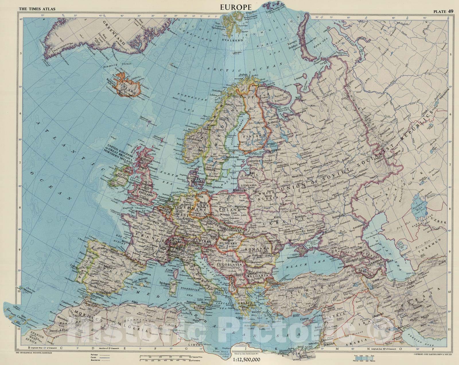 Historic Map : 1955 Europe, Plate 49, V. III - Vintage Wall Art