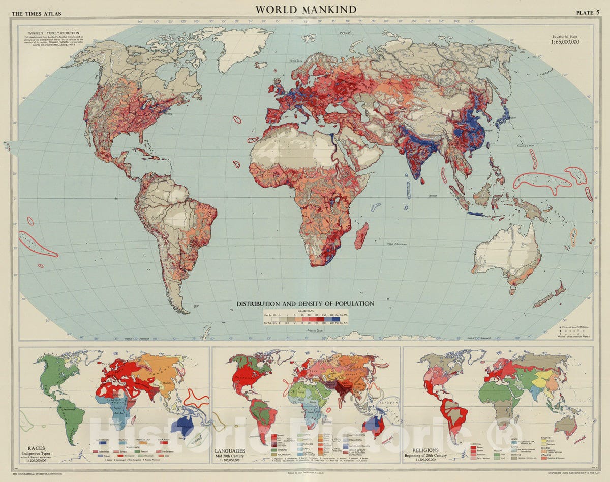 Historic Wall Map : 1958 World Mankind, Plate 5, v.1 - Vintage Wall Art