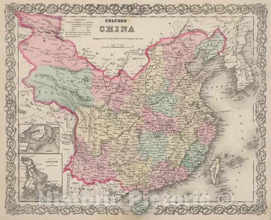 Historic Map : 1886 China. - Vintage Wall Art